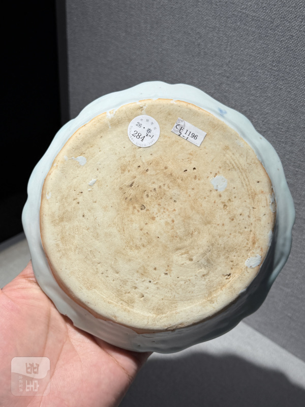 元 青花荷塘鸳鸯纹菱口盘及花口杯一套 - 图18